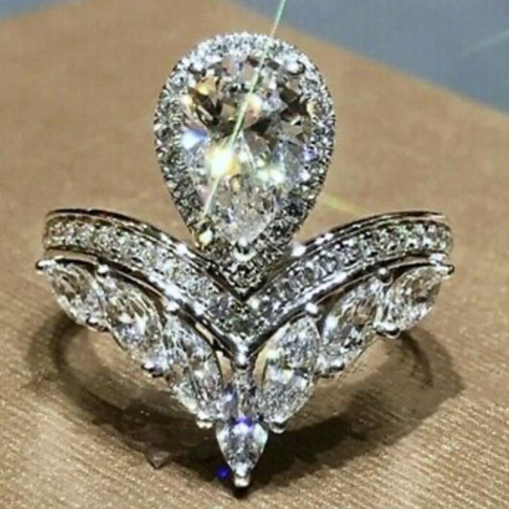 NWT 925 STERLING SILVER luxurious diamond 💍 Ring - Picture 8 of 9